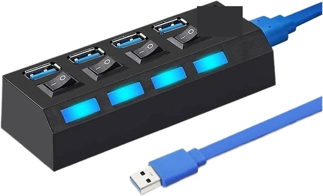 Main image of USB HUB 3 0 3.0 USB Splitter 4 7 Ports USB 3 with Power Adapter Multiple Expander 3.0 2.0 Hub(Black)