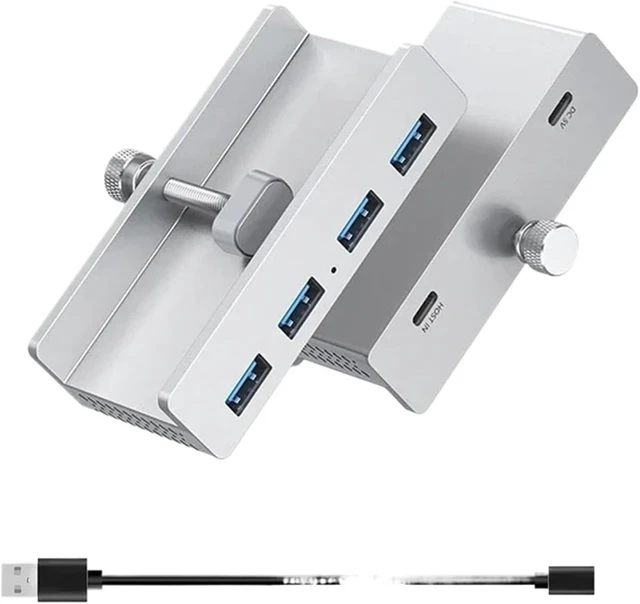 Main image of 10Gbps USB HUB Clamp USB3.2/3.0/2.0 Splitter Adapter Desktop PC Accessories USB Extension Hub Clip(Brown)