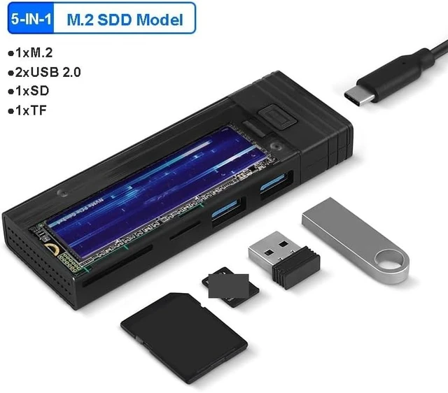 Alt view image 3 of 3 - 5-in-1 USB C HUB SSD HUB with Disk Storage Function Type C Dock Station USB C Splitter(M.2 SSD Model Gray)