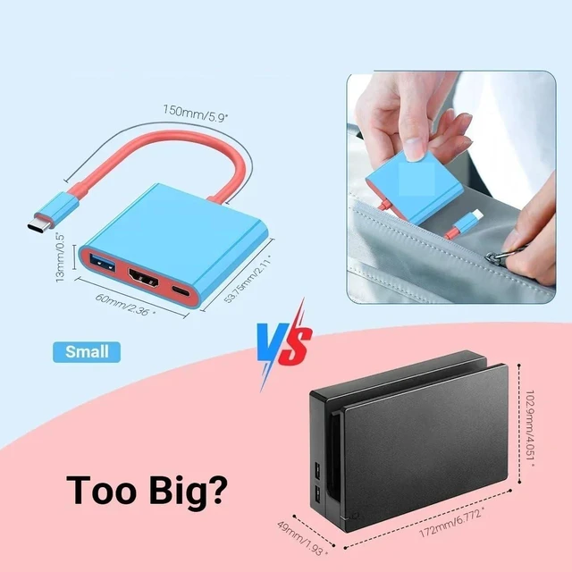 Alt view image 3 of 3 - USB 3.0 Hub Adapter USB C Splitter TV Portable Docking Station(2 in 1)
