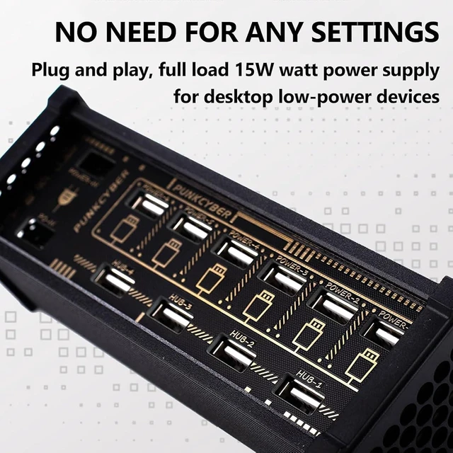 Alt view image 4 of 7 - Desktop Partition Switch, 6 Ports USB Splitter, Data Transmission, Independent Control, 6 Port USB Docking Station, for Phones, Tablets, and Gadgets