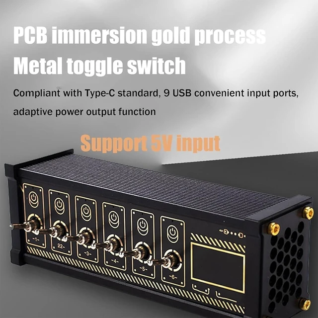 Alt view image 3 of 7 - 6 Ports USB C Splitter, 6 Port USB Docking Station, Voice Control Function, 9 USB Convenient Input Ports, Data Transmission and Button Switch for Phones, Tablets, and Gadgets