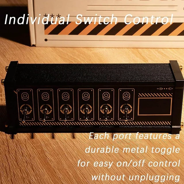 Alt view image 4 of 7 - 6 Ports USB C Splitter, 6 Port USB Docking Station, Voice Control Function, 9 USB Convenient Input Ports, Data Transmission and Button Switch for Phones, Tablets, and Gadgets