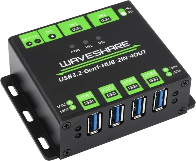 Alt view image 2 of 6 - Industrial Grade USB HUB, Extending 4X USB 3.2 Ports, Switchable Dual Hosts, Multi Protections