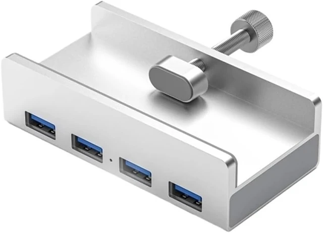 Main image of Aluminum Alloy USB 3.0 Docking Station Fixed Clip Adjustable Thickness Aluminum HUB Clip Converter Hub Fixed(USB3.0 4)