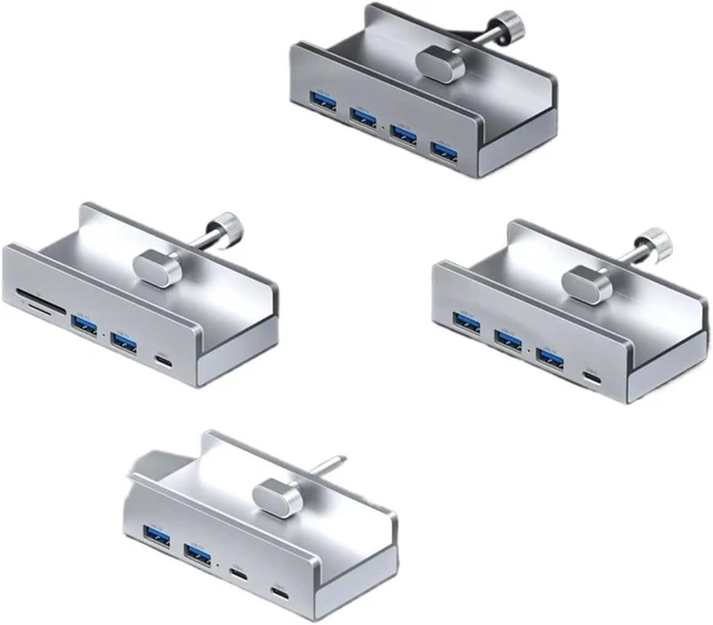 Alt view image 3 of 5 - Aluminum Alloy USB 3.0 Docking Station Fixed Clip Adjustable Thickness Aluminum HUB Clip Converter Hub Fixed(USB3.0 4)
