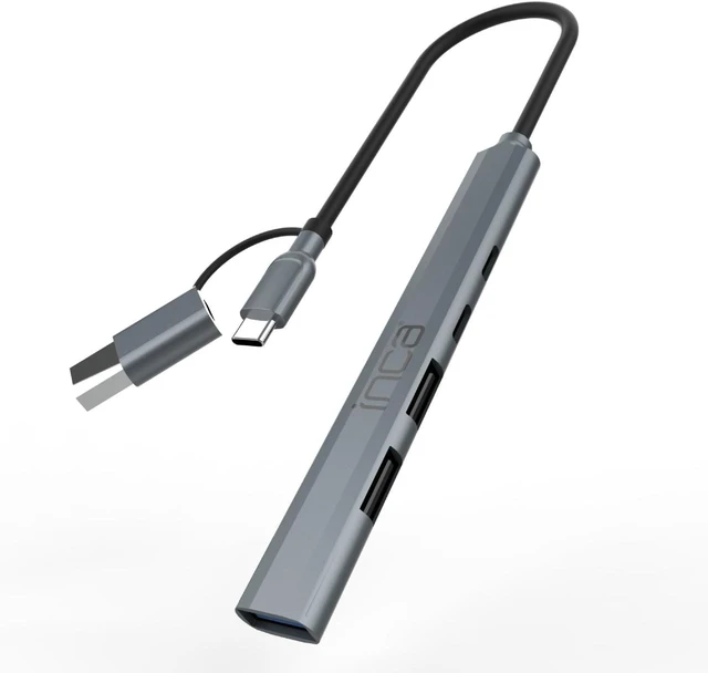 Main image of inca USB hub IUTP-06TX, USB 3.0 with 5 Gbps + 2 x USB 2.0 + Type-C + PD 100 W USB splitter for MacBook, PC, laptop, Dell, Thinkpad, Chromebook, aluminium housing