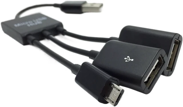 Alt view image 2 of 5 - USB 2.0 2 Port HUB with m;ic/ro USB Cable for S3 S4 S5 Smartphone and Computer