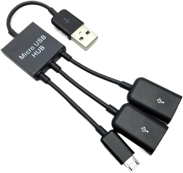 Alt view image 3 of 5 - USB 2.0 2 Port HUB with m;ic/ro USB Cable for S3 S4 S5 Smartphone and Computer