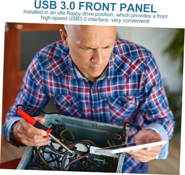 Alt view image 6 of 7 - USB 3.0 Front Panel Floppy Bay 3.5 Inch Stainless Steel Hub