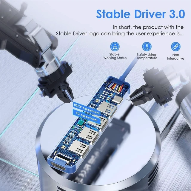 Alt view image 4 of 5 - C Hub Multiport Adapter with 4K for Pro Air Surface Chromebook 6-in-1 C Expansion(Blue)