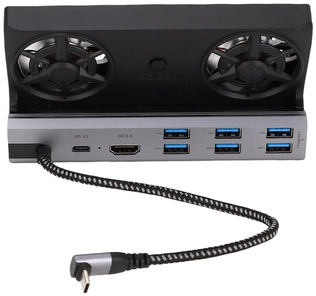 Main image of CCYLEZ 9 IN 1 USB C Docking Station with Dual Cooling Fans 4K 1000Mbps Ethernet 100W PD Charging for ROG Ally Gaming Console Aluminum Alloy