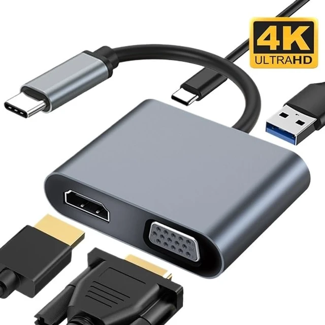 Alt view image 3 of 7 - 4 in 1 USB C to HDMI PD Adapter TY>pe C Hub with 4K HDMI Port Port USB 3.0 Port 60W Power Delivery for Pro