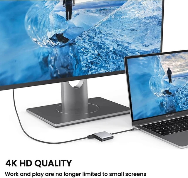 Alt view image 5 of 7 - 4 in 1 USB C to HDMI PD Adapter TY>pe C Hub with 4K HDMI Port Port USB 3.0 Port 60W Power Delivery for Pro