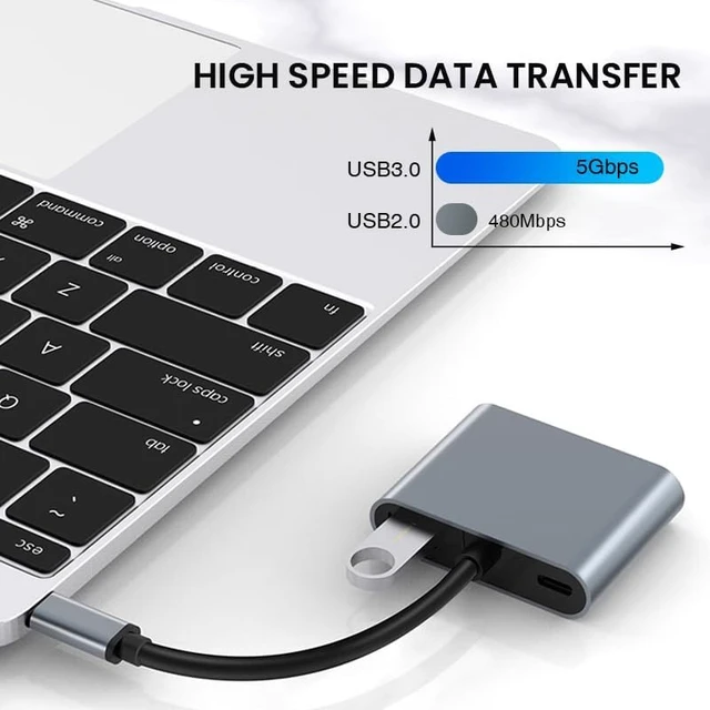 Alt view image 6 of 7 - 4 in 1 USB C to HDMI PD Adapter TY>pe C Hub with 4K HDMI Port Port USB 3.0 Port 60W Power Delivery for Pro