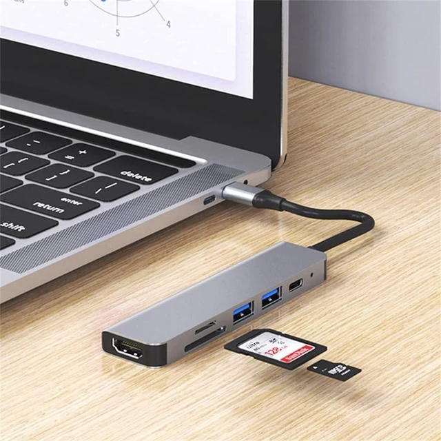 Alt view image 3 of 5 - C Hub to -Compatible Rj45 100M VGA Adapter OTG Thunderbolt 3 Dock with PD TF SD(8in1)