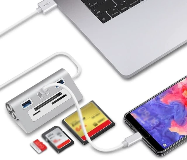 Alt view image 4 of 5 - Portable Multi Port All Camera Memory Card Reader Hub