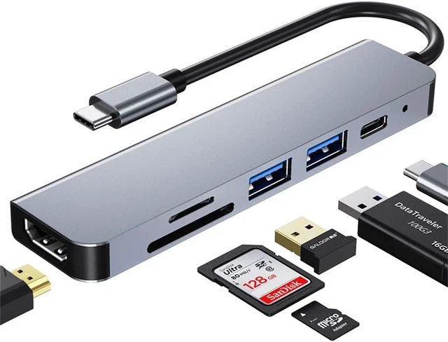 Alt view image 2 of 5 - C Hub to -Compatible Rj45 100M VGA Adapter OTG Thunderbolt 3 Dock with PD TF SD(D)