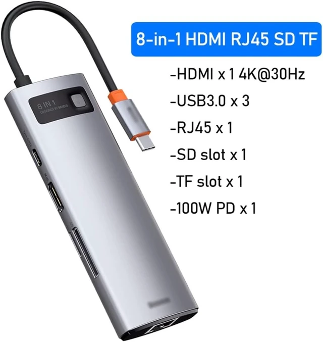 Alt view image 2 of 6 - Type C HUB C to -Compatible RJ45 SD Reader PD 100W Charger 3.0 HUB Dock Splitter(E)