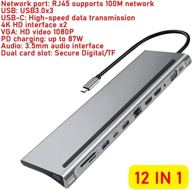 Alt view image 2 of 6 - 12 in 1 C Hub to 4K SD/TF Reader Multi-Port Splitter Adapter for Laptop(12in1)