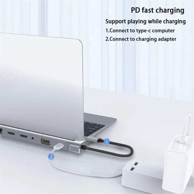 Alt view image 4 of 6 - 12 in 1 C Hub to 4K SD/TF Reader Multi-Port Splitter Adapter for Laptop(12in1)