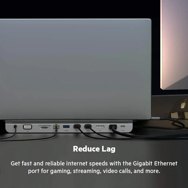 Alt view image 3 of 5 - 11-in-1 USB C Hub w/ 4K HDMI, DP, VGA, 100W PD Docking Station INC004btSGY (Gray)