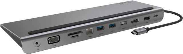 Alt view image 4 of 5 - 11-in-1 USB C Hub w/ 4K HDMI, DP, VGA, 100W PD Docking Station INC004btSGY (Gray)