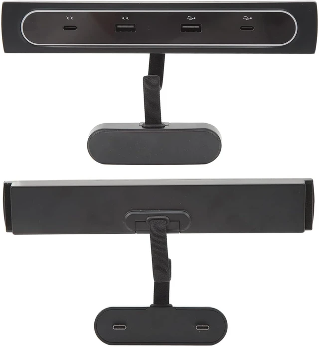 Alt view image 7 of 7 - 3 Y 2021 Center Console USB Hub Docking Station, 4 in 1 Multiport Charger with PD, Type C USB Ports, Stylish Black Design with LED Lights, Safe