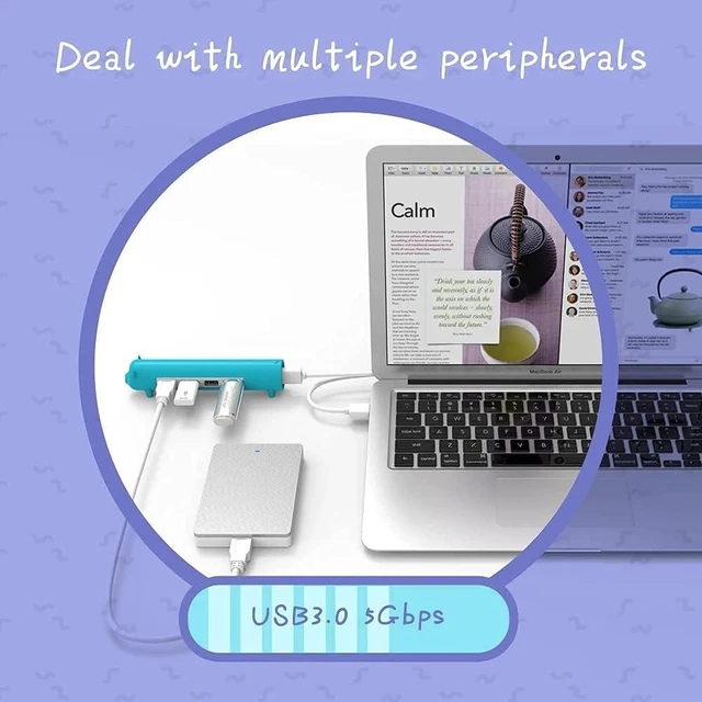 Alt view image 5 of 7 - 4 in 1 Cute Pet-Shape HUB for MAC Notebook Aluminum Alloy Silicone 100cm Detached Data Cable (Color : Blue)