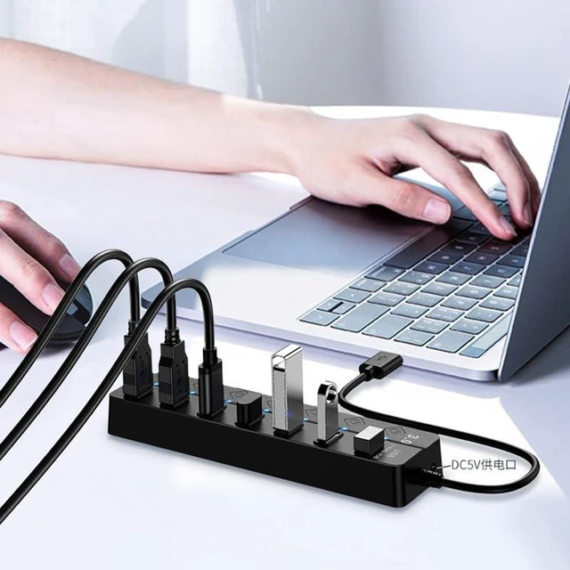 Alt view image 4 of 5 - Seven-Port Switch HUB3.0 4-Port 3.0 Splitter Hub 4-Port Expander USB Computer Splitter (D As Shown)