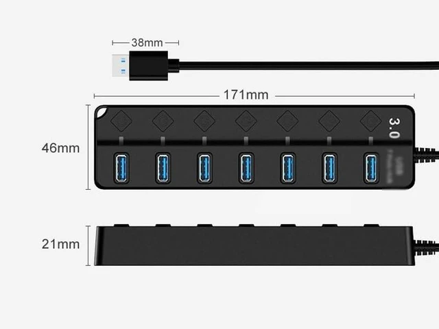 Alt view image 5 of 5 - Seven-Port Switch HUB3.0 4-Port 3.0 Splitter Hub 4-Port Expander USB Computer Splitter (D As Shown)