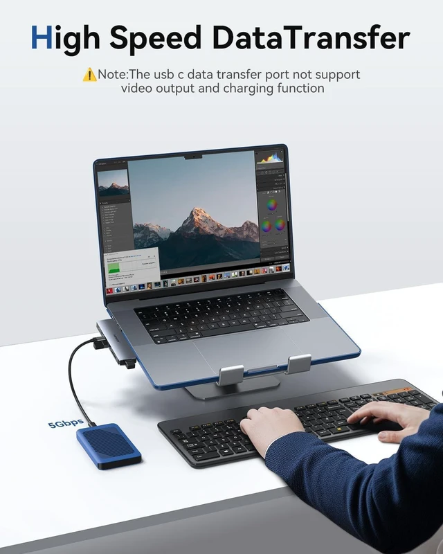 Alt view image 6 of 7 - 8 in 2 USB C Adapter HDMI Multiport Hub for MacBook Pro/Air M1-M3, 13"-16", 2018-2024 & 8 in 2 Mac Accessories Designed for MacBook with Case to 4K@60hz HDMI,Thunderbolt 3 HUB USB C Dock Adapter
