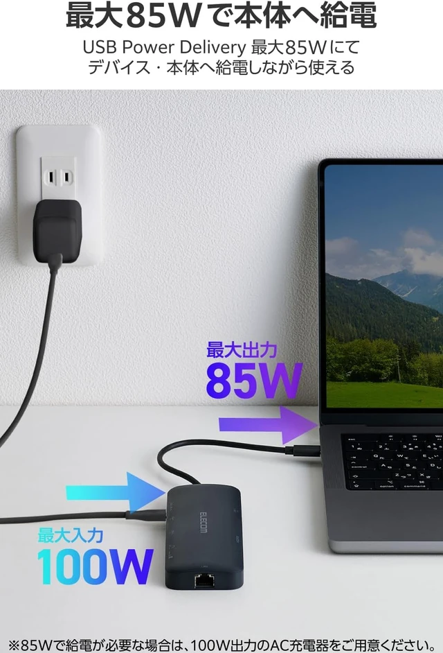 Alt view image 4 of 7 - Elecom DST-W10 8 in 1 PD100W HDMI 4K/60Hz Docking Station USB 10Gbps USB 3.2 (Gen2) Ultra Fast Data Transfer Navy