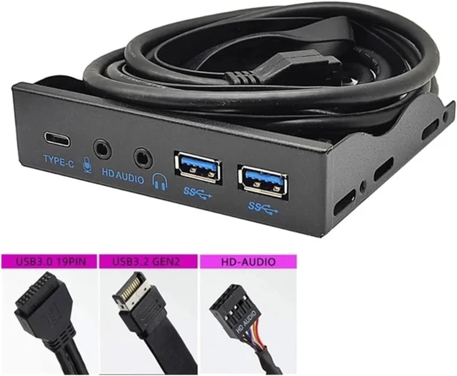 Alt view image 2 of 4 - 3.5 Inch Front Panel USB Hub with USB Ports 19-Pin USB 3.2 10Gbps Type C