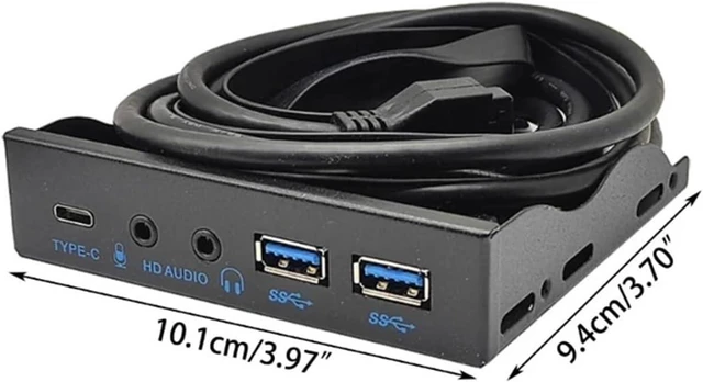 Alt view image 4 of 4 - 3.5 Inch Front Panel USB Hub with USB Ports 19-Pin USB 3.2 10Gbps Type C