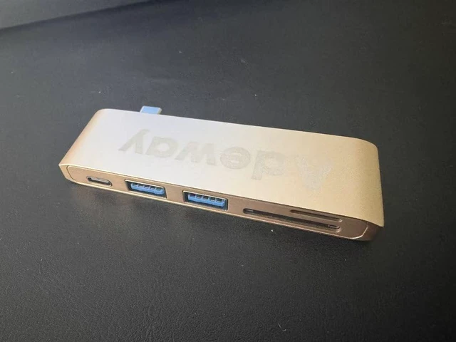 Alt view image 5 of 7 - Adeway USB-C Hub Adapter with Dual USB 3.0, SD and MicroSD - Gold
