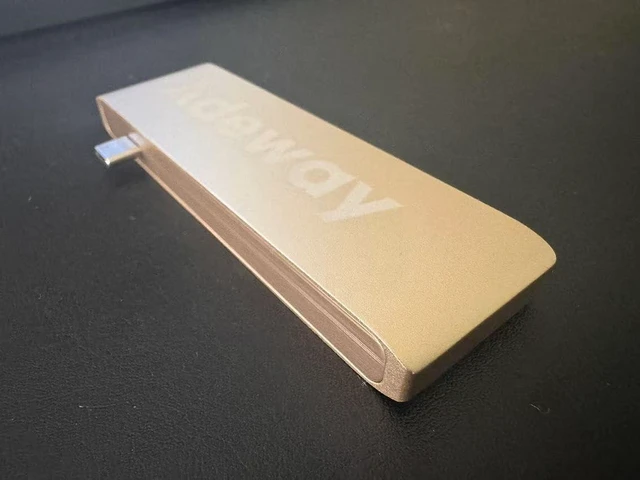 Alt view image 6 of 7 - Adeway USB-C Hub Adapter with Dual USB 3.0, SD and MicroSD - Gold