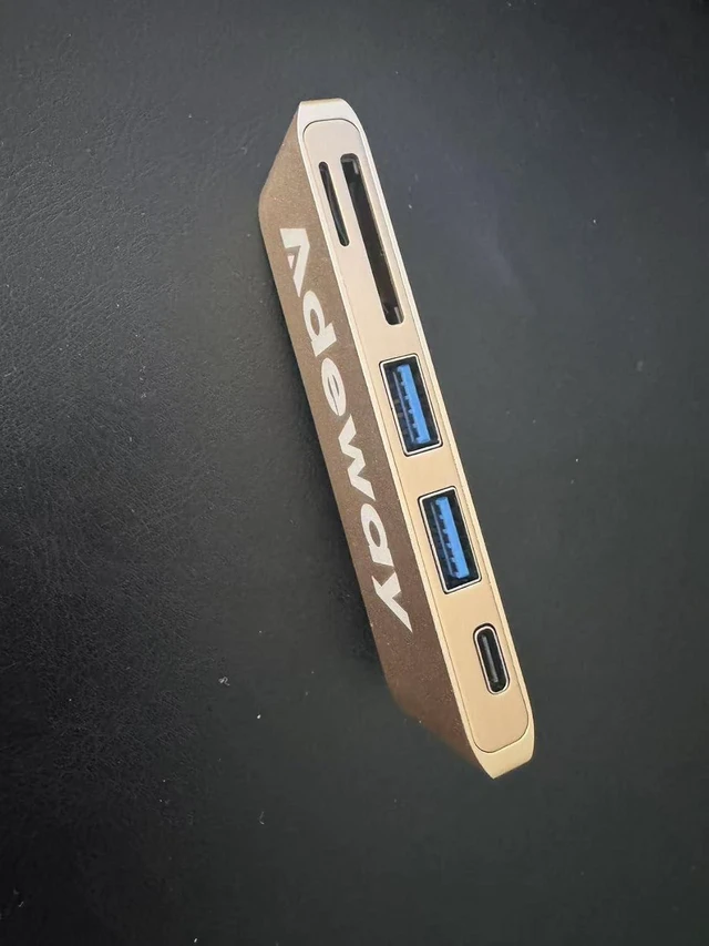 Alt view image 4 of 7 - Adeway USB-C Hub Adapter with Dual USB 3.0, SD and MicroSD - Gold