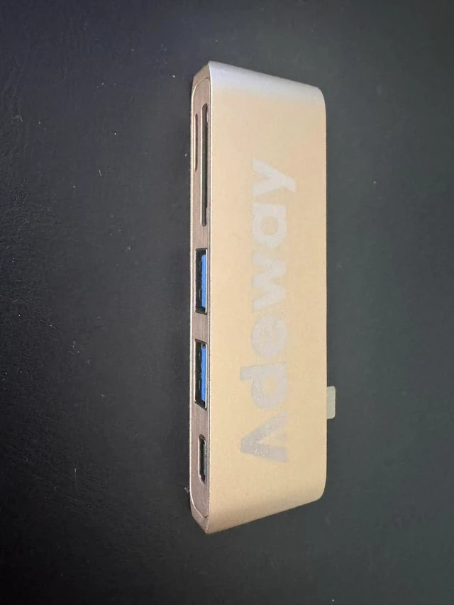 Alt view image 7 of 7 - Adeway USB-C Hub Adapter with Dual USB 3.0, SD and MicroSD - Gold