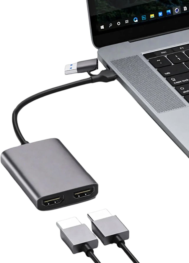 Alt view image 2 of 7 - Type C/USB3.0 to Dual HDMI Adapter 1080P 60Hz Extend 2 Different Screen Type C/USB3.0 Hub