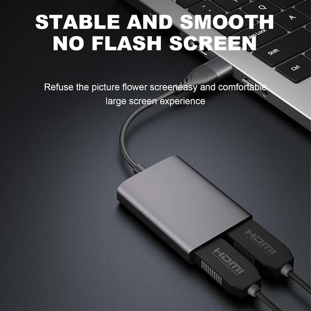 Alt view image 7 of 7 - Type C/USB3.0 to Dual HDMI Adapter 1080P 60Hz Extend 2 Different Screen Type C/USB3.0 Hub