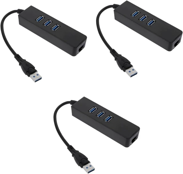 Main image of Generic 3pcs Ports USB Type- Mbps Ethernet Adapter Compact Data Hub for Pc Laptop and Tv Supports USB Fast Data Transfer Sleek Black Design