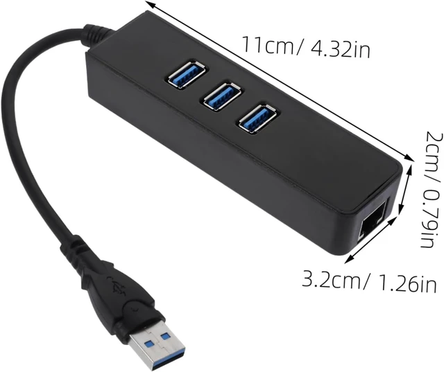 Alt view image 6 of 7 - Generic 3pcs Ports USB Type- Mbps Ethernet Adapter Compact Data Hub for Pc Laptop and Tv Supports USB Fast Data Transfer Sleek Black Design