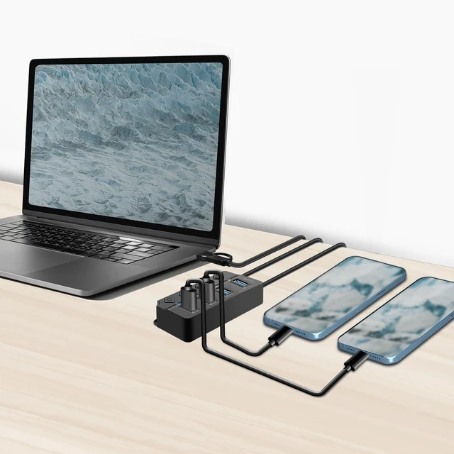 Alt view image 3 of 6 - LogiLink UA0419 USB 3.2 Gen1 Hub with 4 Ports and On/Off Switch (per Port)