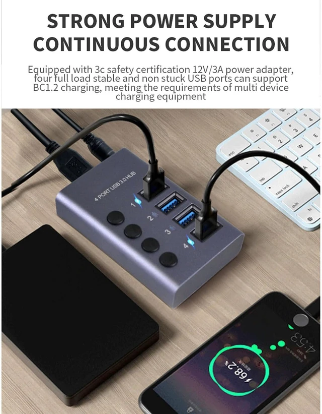 Alt view image 5 of 7 - USB3.0 HUB, 10-Port/7-Port/4-Port with Switch Charging Type-C Computer Hub Expansion Dock Suitable For Pc, Laptop, Desktop,7-B