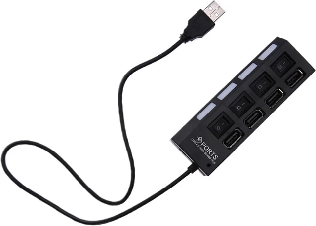 Alt view image 2 of 6 - Universal USB 2.0 Hub 4/7 Ports Power Adapter Splitter High Speed Mini Hub Socket Splitter Cable Adapter with ON/Off Switch(7 Ports)