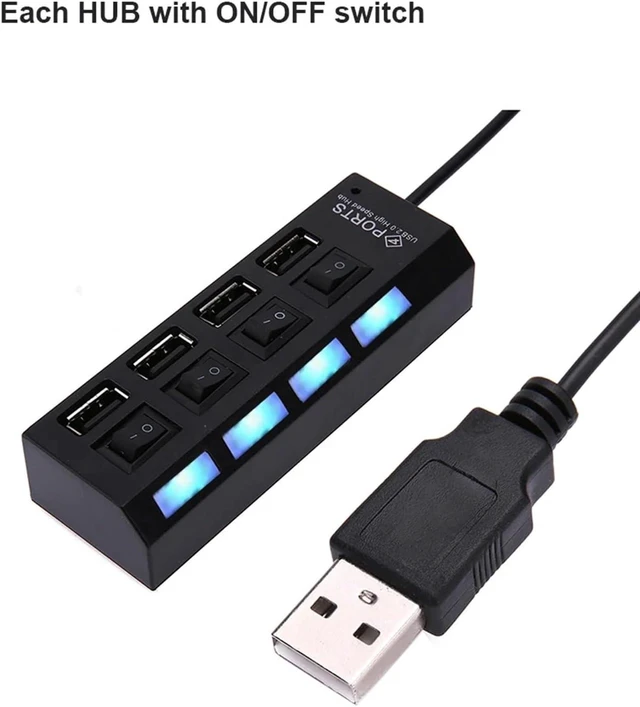Alt view image 4 of 6 - Universal USB 2.0 Hub 4/7 Ports Power Adapter Splitter High Speed Mini Hub Socket Splitter Cable Adapter with ON/Off Switch(7 Ports)