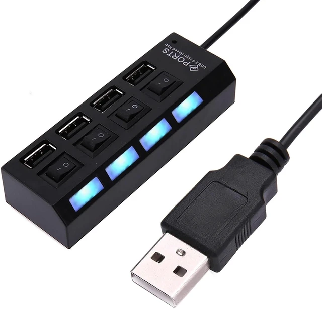 Alt view image 5 of 6 - Universal USB 2.0 Hub 4/7 Ports Power Adapter Splitter High Speed Mini Hub Socket Splitter Cable Adapter with ON/Off Switch(7 Ports)