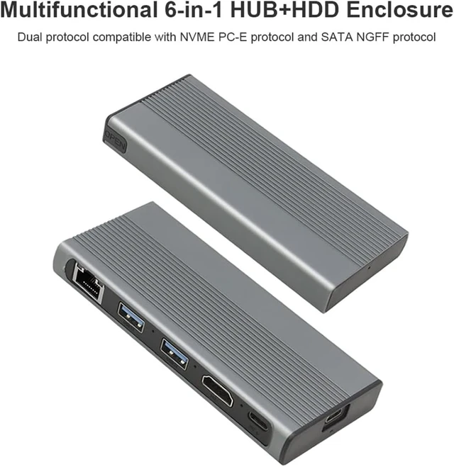 Alt view image 2 of 7 - USB C HUB Type C 3.1 to M.2 30Hz 1 10Gbps M.2 SSD Case Enclosure USB C HUB Splitter R Adapter