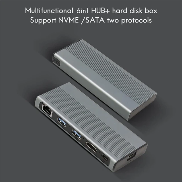 Alt view image 7 of 7 - USB C HUB Type C 3.1 to M.2 30Hz 1 10Gbps M.2 SSD Case Enclosure USB C HUB Splitter R Adapter
